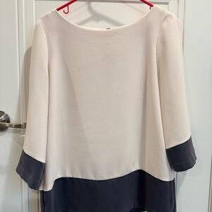 LOFT Cream and Grey Tunic with 3/4 Sleeves